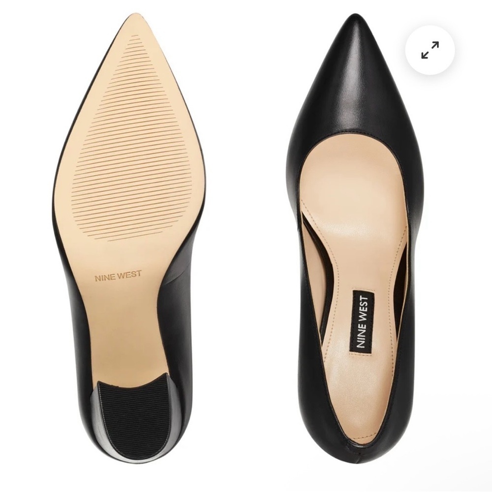 NEW NINE WEST Cara Dress Pumps Size 6.5 Leather Black - Picture 3 of 11